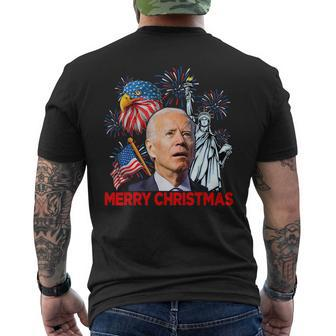 Funny Xmas Joe Biden Merry Christmas Funny 4Th Of July Mens Back Print T-shirt | Mazezy