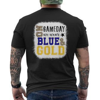 On Gameday Football We Wear Gold And Blue Leopard Print Men's T-shirt Back Print - Seseable