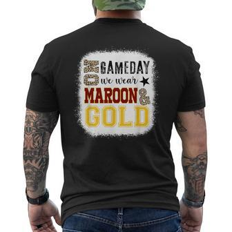 On Gameday Football We Wear Maroon And Gold Leopard Print Men's T-shirt Back Print - Seseable