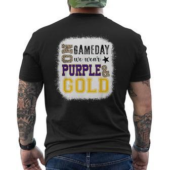 On Gameday Football We Wear Purple And Gold Leopard Print Men's T-shirt Back Print | Mazezy