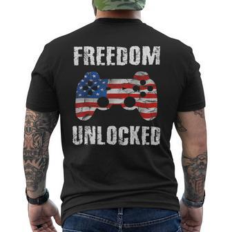 Gamer 4Th Of July Freedom Unlocked Video Games S Ns Mens Back Print T-shirt - Monsterry DE