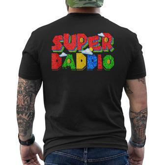 Gamer Dad Super Daddio Fathers Day Funny Gift From Kids Mens Back Print T-shirt | Mazezy