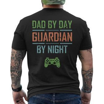 Gamer Husband Dad By Day Guardian By Night Video Gaming Men's T-shirt Back Print | Mazezy