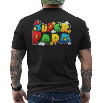 Gamer Super Papa Funny Father Day Gifts Gamer Gift For Papa Mens Back Print T-shirt - Seseable