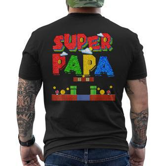 Gamer Super Papa Funny Gamer Outfits Funny Gift For Papa Mens Back Print T-shirt - Thegiftio UK