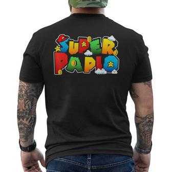 Gamer Super Papio Funny Father Day Gifts Gift For Papa Mens Back Print T-shirt | Mazezy