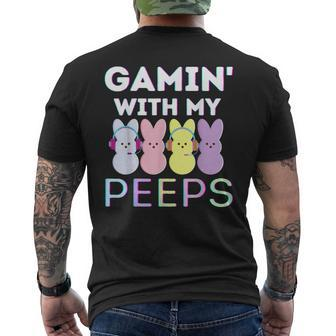 Gaming With My Peeps Easter Peep Video Game Gamer Funny Men Mens Back Print T-shirt | Mazezy