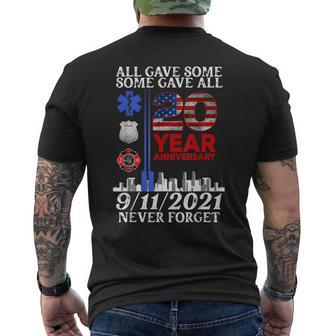 All Gave Some Some Gave All 20Year 911 Memorial Never Forget Men's Back Print T-shirt | Mazezy