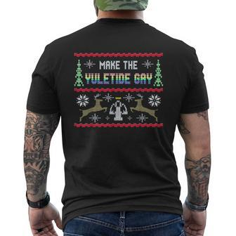 Gay Christmas Yuletide Ugly Sweater Party Men's T-shirt Back Print | Mazezy