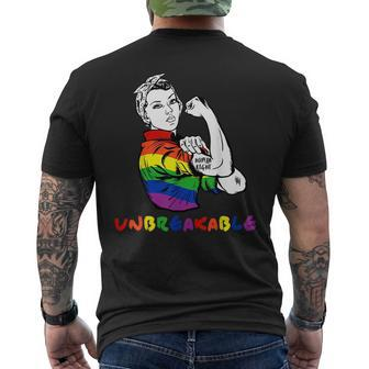 Gay Pride Flag Human Rights Unbreakable Lgbtq Cool Lgbt Gift Mens Back Print T-shirt | Mazezy