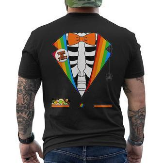Gay Pride Halloween Tuxedo Costume Lgbt Skeleton Tuxedo Mens Back Print T-shirt | Mazezy