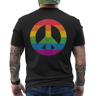 Gay Pride Lgbtq Peace Love 60S 70S Groovy Hippie Mens Back Print T-shirt | Mazezy