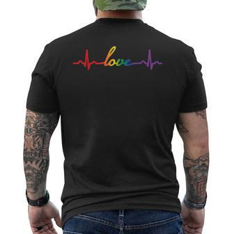 Gay Pride Love Heartbeat Pulse Lgbtq Pride Colors Mens Back Print T-shirt | Mazezy