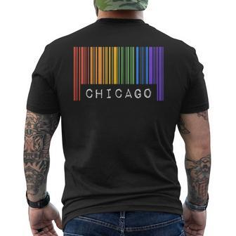 Gay Queer Barcode Pride Chicago Illinois Aesthetic Lgbtq Mens Back Print T-shirt | Mazezy