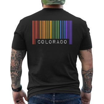 Gay Queer Barcode Pride Colorado Aesthetic Lgbtq Flag Denver Mens Back Print T-shirt | Mazezy