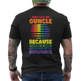 Gay Uncle Pride Guncle Mens Back Print T-shirt - Seseable