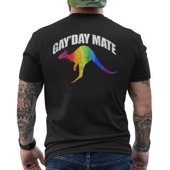 Gayday Mate Funny Gay Pride Punny Kangaroo Australia Mens Back Print T-shirt | Mazezy