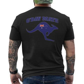 Gday Mate Australia Flag Kangaroo Australia Gday Mate Mens Back Print T-shirt - Monsterry