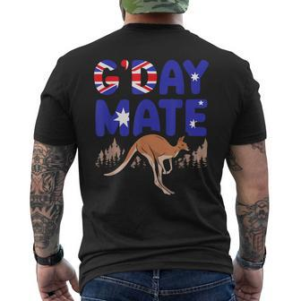 Gday Mate Australia Flag Wildlife Animal Kangaroo Mens Back Print T-shirt - Monsterry