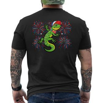 Gecko 4Th Of July American Flag Fireworks Costume Animal Mens Back Print T-shirt - Monsterry AU