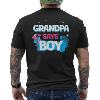 Gender Reveal Party Gifts Grandpa Says Boy Team Boy Mens Back Print T-shirt | Mazezy