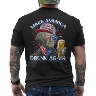 George Washington 4Th Of July Make America Drunk Again Funny Mens Back Print T-shirt | Mazezy AU