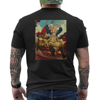 George Washington 4Th Of July Wrestling Redcoat Wrestling Funny Gifts Mens Back Print T-shirt | Mazezy
