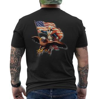 George Washington Riding A Bald Eagle Patriotic Woman Man Patriotic Funny Gifts Mens Back Print T-shirt | Mazezy
