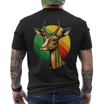 Gerenuk Forest Zookeeper Safari Animal African Flag Men's T-shirt Back Print | Mazezy