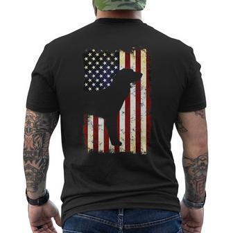 German Longhaired Pointer Silhouette American Flag Men's T-shirt Back Print | Mazezy