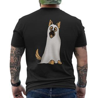 German Shepherd Cute Dog Wearing Ghost Halloween Halloween Men's T-shirt Back Print | Mazezy