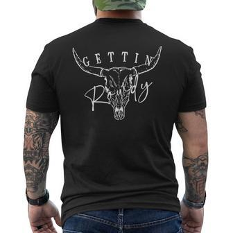 Gettin Hitched And Rowdy Western Bachelorette Bridal Party Mens Back Print T-shirt - Seseable