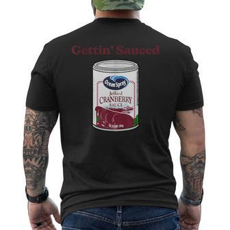 Getting' Sauced Cranberry Sauce Thanksgiving Costume Men's T-shirt Back Print - Seseable
