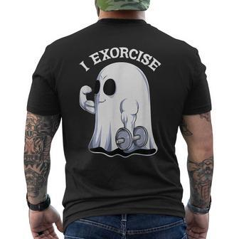 Ghost I Exorcise Gym Exercise Workout Spooky Halloween Men's T-shirt Back Print | Mazezy