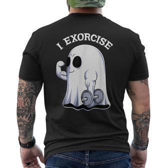 Ghost I Exorcise Funny Gym Exercise Workout Spooky Halloween Mens Back Print T-shirt - Monsterry UK