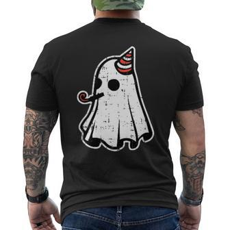 Ghost Pocket Birthday Halloween Costume Ghoul Spirit Men's T-shirt Back Print - Seseable