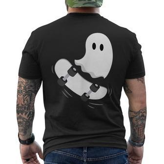 Ghost Skateboard Lazy Halloween Costume Funny Skateboarding Mens Back Print T-shirt - Seseable