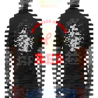 Ghost We Wear Red For Red Ribbon Week Awareness Men's T-shirt Back Print | Mazezy