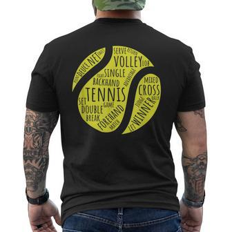 Gift For Tennis Player Tennis Words And Vocabulary Tennis Tennis Funny Gifts Mens Back Print T-shirt | Mazezy
