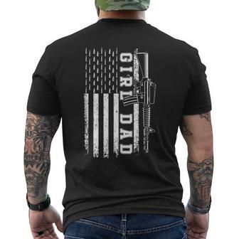Girl Dad For Men Bullet And Rifle Usa Flag Fathers Day Mens Back Print T-shirt - Seseable
