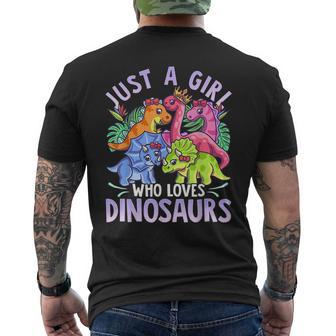Girl Dinosaurs Pink Girl Loves Dinosaurs Mens Back Print T-shirt - Seseable
