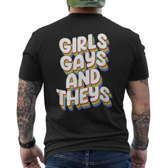 Girls Gays And Theys Lgbtq Pride Parade Ally Mens Back Print T-shirt | Mazezy