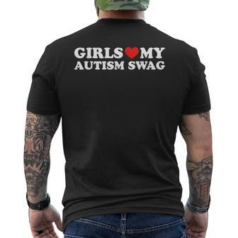 Girls Love My Autism Swag Funny Autistic Boy Gifts Awareness Mens Back Print T-shirt | Mazezy