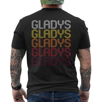 Gladys Retro Wordmark Pattern Vintage Style Men's T-shirt Back Print | Mazezy