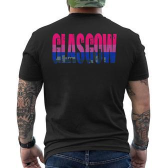 Glasgow Bisexual Flag Pride Support City Mens Back Print T-shirt | Mazezy