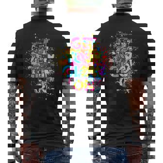 Get Your Glow On Party 80S 90S Retro Colors Glow Squad Party Men's Back Print T-shirt | Mazezy