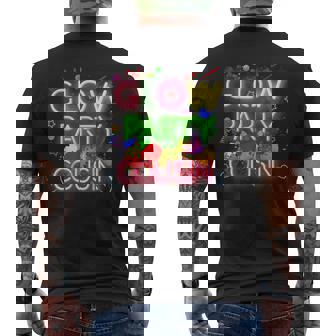 Glow Party Squad Cousin Paint Splatter Glow Party Matching Men's Back Print T-shirt | Mazezy