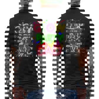 Glow Party Squad Dad Paint Splatter Glow Party Matching Men's Back Print T-shirt | Mazezy