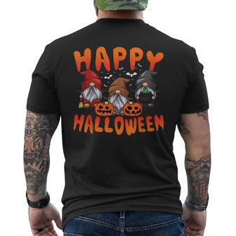 Gnomes Halloween Greeting Holiday Pumpkin Creepy Halloween Men's T-shirt Back Print - Seseable