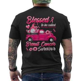 Gnomes Truck Blessed To Be Called Breast Cancer Survivor Men's T-shirt Back Print - Seseable